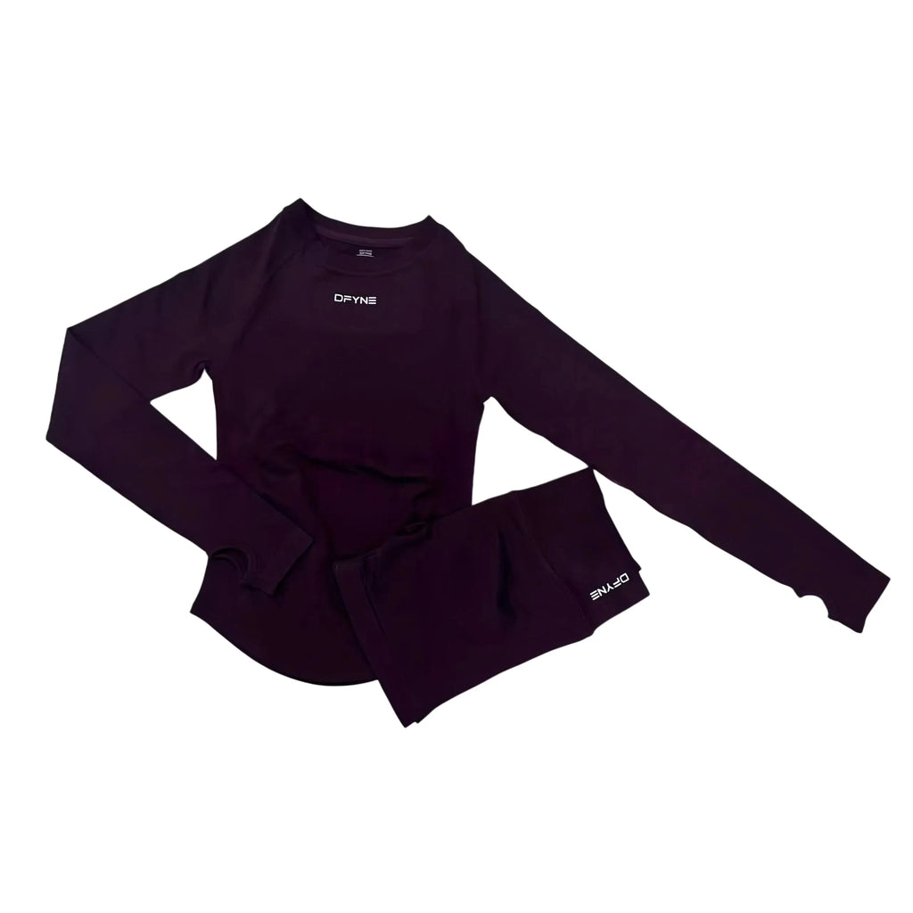 DFYNE Women's Seamless Long-Sleeve High-Stretch Compression Activewear Shirt - Breathable Slim-Fit Nylon Blend Athletic Apparel for Gym and Yoga