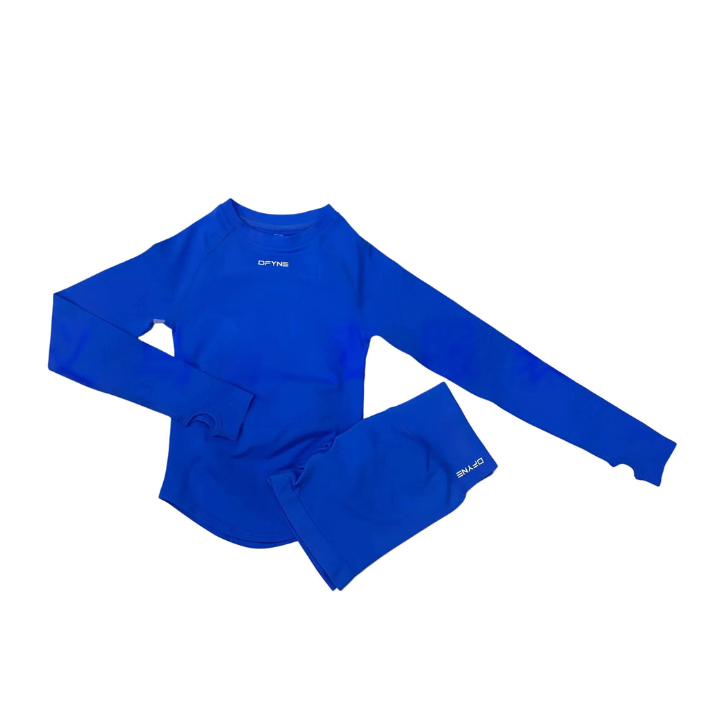 DFYNE Women's Seamless Long-Sleeve High-Stretch Compression Activewear Shirt - Breathable Slim-Fit Nylon Blend Athletic Apparel for Gym and Yoga